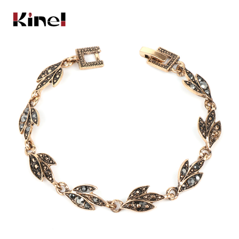 Kinel Fashion Charm Bracelets Bohemian Ethnic Black Crystal Petal Bracelets & Bangles For Women Vintage Jewelry Drop Shipping ► Photo 1/6