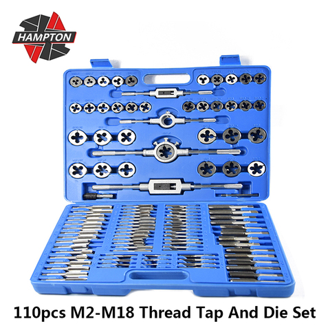 Hampton 110pcs Metric Thread Tap And Die Set M2-M18 Screw Tap Drill Bit For Metal Working Thread Die Hand Tool Set ► Photo 1/6