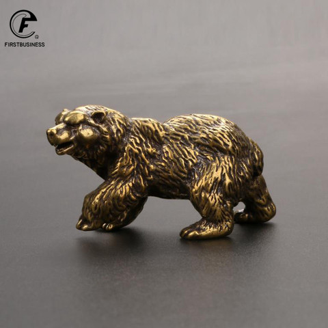 Pure Copper Brown Bear Statue Ornament Solid Brass Polar Bear Figuriens Miniatures Tea Table Pet Desk Decors Accessories Crafts ► Photo 1/6