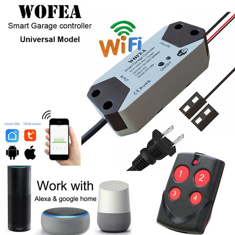 Wofea Universal Smart Garage Door Opener Controller for Assurance+2.0 opener Work With Alexa Echo Google Home No Hub Require ► Photo 1/4