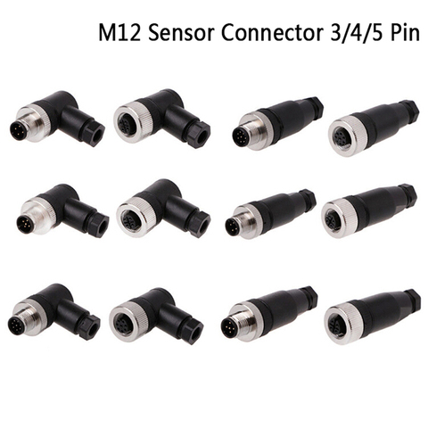 1PCS IP67 3 4 5 Pin Male/Female Connector PG7 Sensor Connector Waterproof Plug Screw Straight/Right Angle M12 Plug ► Photo 1/6