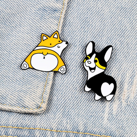 hot Lapel pins Creative Corgi Dog Brooches women Hat Pin Men's Jackets Backpack Badge for dog mom enamel Metal Brooch Jewelry ► Photo 1/6