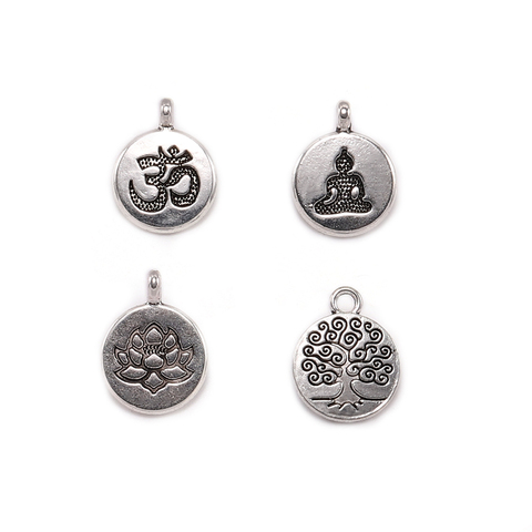 10pcs/lot Antique Chakra Charm Yoga OM Buddha Lotus Charm Pendants For Diy Jewelry Making Findings Bracelet Accessorie ► Photo 1/6