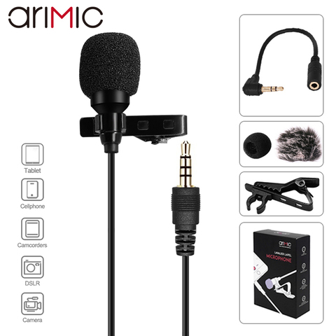 Ulanzi Arimic 1.5M/6M Clip-on Lavalier Lapel Microphone Condenser Mic TRRS Adapter Cable for iPhone Android Smartphone/iPad/DSLR ► Photo 1/6