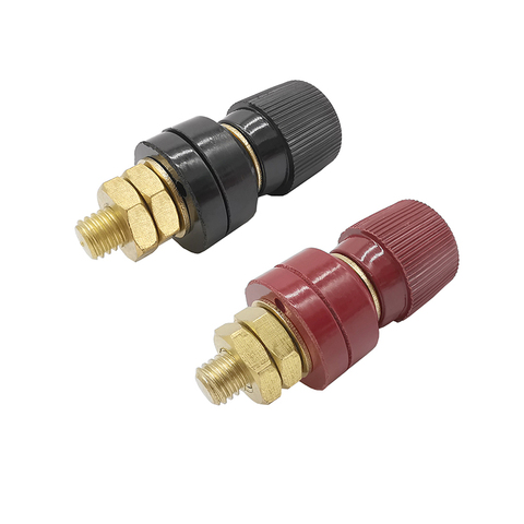 Red & Black Plastic Shell M8 Copper Binding Post Connector 555 Type 8mm Male Plug 200A High Current Cable Wiring Terminals ► Photo 1/5