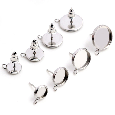 ( No Fade )6- 12mm 20pcs Stainless Steel Vertical hanging Earring Studs,Earrings Blank/Base,Fit 6- 12mm Glass Cabochons,Buttons ► Photo 1/6