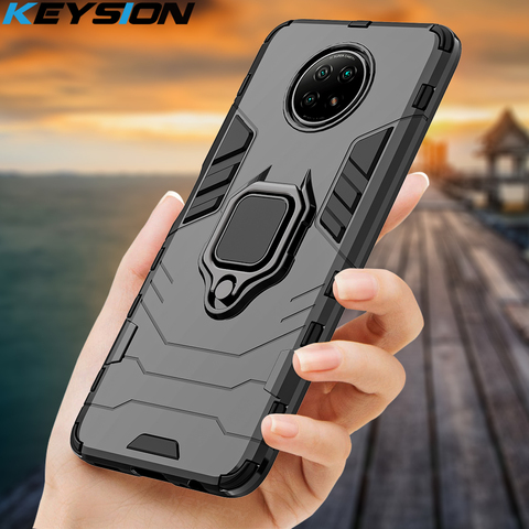 KEYSION Shockproof Armor Case for Redmi Note 9T 9S 9 Pro 8 Pro 9A 9c 8A 5 6 7 7A Ring Stand Phone Back Cover for Xiaomi Redmi 9 ► Photo 1/6