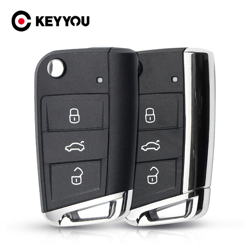 KEYYOU For Volkswagen Passat Golf 7 MK7 Skoda Seat Leon For Skoda Octavia 3 Button Flip Folding Replacement Car Key Tail Metal ► Photo 1/6