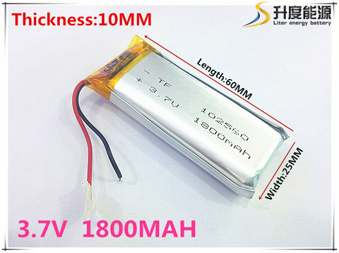 li-po 102560 1800mah 3.7V Lithium Polymer Battery Rechargeable Battery For Drone RC Helicopters GPS  Speaker ► Photo 1/4