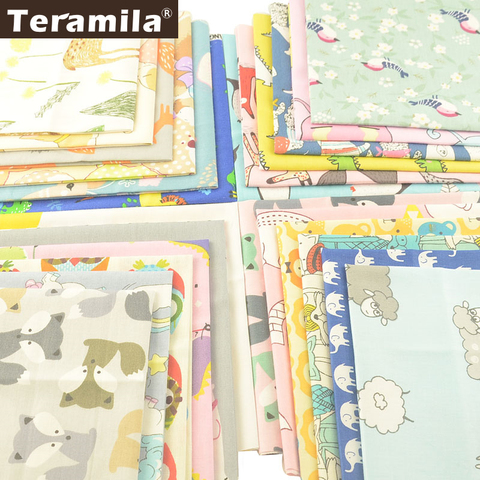 Teramila 100% Cotton Fabric Animal Design Telas Por Metro Tecido DIY Patchwork Kids Cushion Cloth Craft Tissus Stoffen 32x32cm ► Photo 1/6