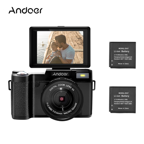 Andoer R1 1080P Digital Camera 15fps Full HD 24MP 4X Digital Zoom  Video Camera Retractable Flashlight w/ UV Filter 4k Camcorder ► Photo 1/6