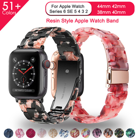 Resin Watchband for apple watch 6 5 band 44mm iwatch 42mm Series 4 3 2 1 strap Wrist Accessories loop 40mm bracelet Replacement ► Photo 1/1