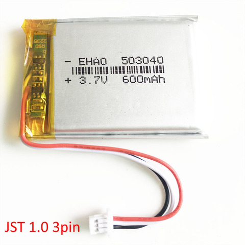 503040 3.7V 600mAh Rechargeable battery with JST 1.0mm 3 pin connector Lithium Polymer Battery For Mp3 DVD Camera GPS bluetooth ► Photo 1/5
