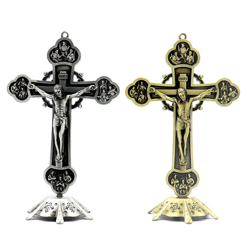 Church Relics Figurines Crucifix Jesus Christ On The Stand Cross Wall Crucifix Antique Home Chapel Decoration Prayer Crosses ► Photo 1/1