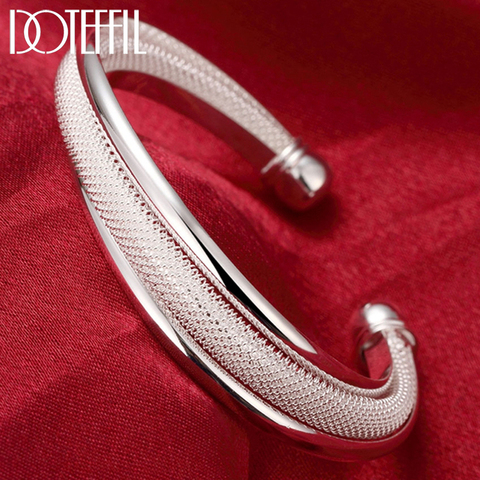DOTEFFIL 925 Sterling Silver Fashion Jewelry Large Reticulated Bracelet Women Bangle Wedding Engagement Jewelry ► Photo 1/6