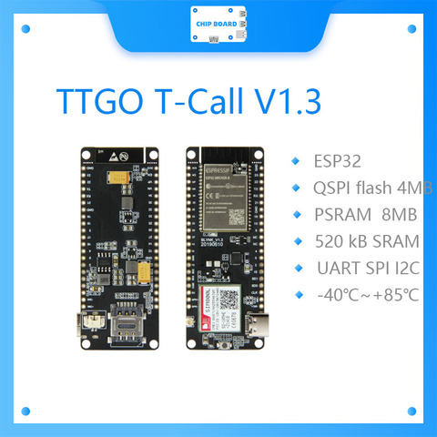 LILYGO TTGO T-Call V1.3 ESP32 Wireless Module GPRS Antenna SIM Card SIM800L Module And GSM/GPRS Antenna ► Photo 1/6