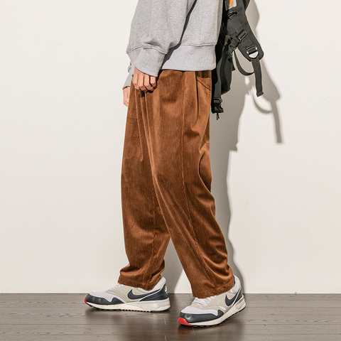 Men Loose Fit Corduroy Carpenter Pants - Price History