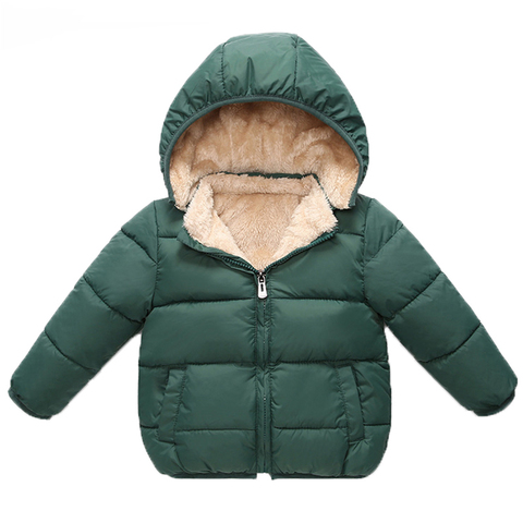Baby Kids Jackets Boys Winter Thick Coats Warm Cashmere Outerwear For Girls Hooded Jacket Children Clothes Toddler Overcoat 1-6Y ► Photo 1/6