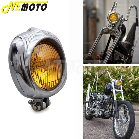 Motorcycle Vintage Headlight For Harley Honda Cafe Racer Custom Bobber Chopper Polish Sealed Beam Electroline Retro Headlight ► Photo 1/6