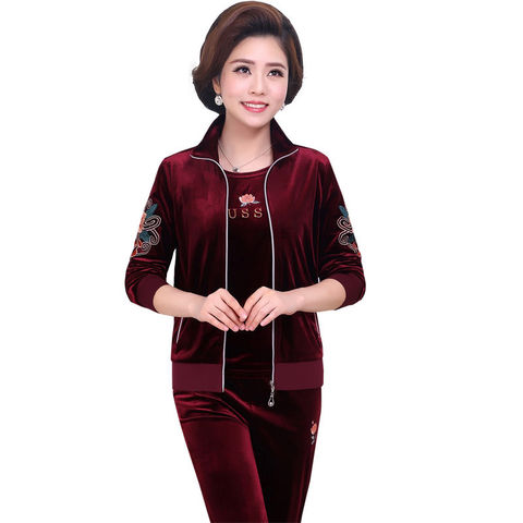 Spring Autumn Suits Sportsuit Middle-aged and Elderly Clothing Large Size Embroidery Three-piece Suit Pants Suit Sportswear K999 ► Photo 1/6