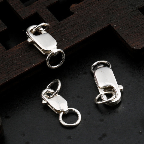 925 Sterling Silver Square Lobster Clasps With Ring Connectors 8MM 10MM 12MM Bracelet Necklace Spring Clasps DIY Jewelry Making ► Photo 1/3