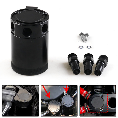 Autoleader Aluminum Baffled Car Oil Catch Can Tank Separator Reservoir Universal Oil Catch Tank Cans 3 Hole ► Photo 1/6