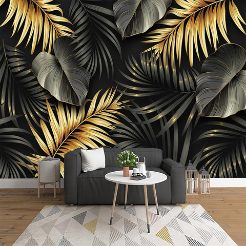 Custom Mural Wallpaper Nordic Hand-painted Tropical Plant Leaf Lines Wall Painting Living Room Bedroom Luxury Home Decor Fresco ► Photo 1/6