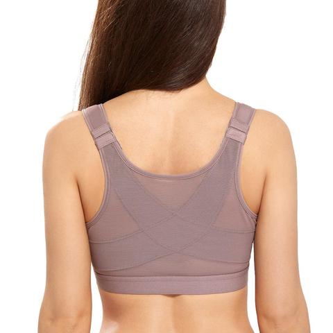 Women's Full Coverage Wire Free Non-padded X-shape Back Support Front Closure Bra ► Photo 1/6