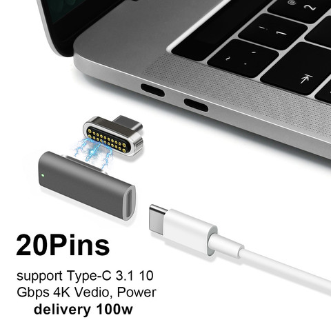 Magnetic Type USB C Adapter,Support PD Charger and Data Transmision (10Gbp/s), USB3.1 Type-C Power Delivery Fast Charge PD100W ► Photo 1/6