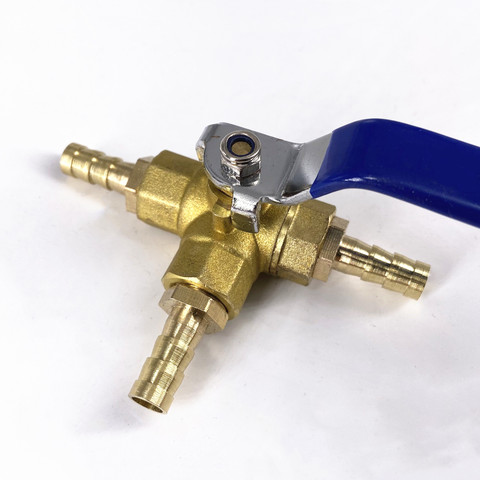 4/6/8/10/12/14/16mm Hose Barb Brass Full Port L-Port 3 Way Ball Valve Connector Adapter For Water Oil Air Gas ► Photo 1/2