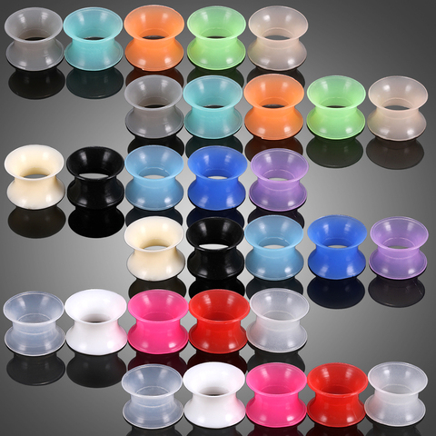 30pcs/lot Silicone Flexible Ear Flesh Tunnel Plug Piercing Mixed Color Earlet Gauges Expansion Piercing Fashion Jewelry 3MM-16MM ► Photo 1/6