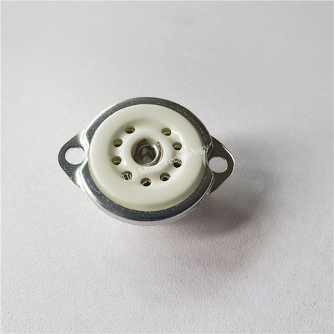 10pcs ceramic tube socket GZC9-F 9 pin scaffolding tube holder silver feet for HIFI 12AX7 12AU7 12AY7 6J8 ► Photo 1/3