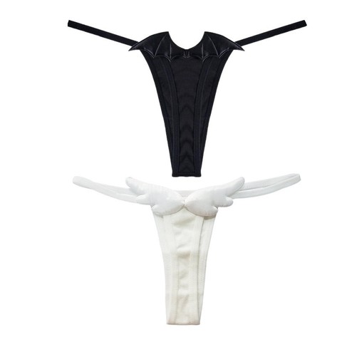 Womens Anime Cosplay Panties Cute G-string Thongs Bikini Lingerie Angel black white Devil Wings Roleplay Underwear Accessories ► Photo 1/6