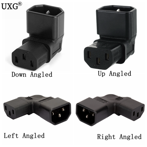 IEC 320 C14 to C13 Left Right Angle AC Adapter IEC 3Pole IEC 320 3pin Male to Female extend 90 Degree Down Up Angle AC converter ► Photo 1/6