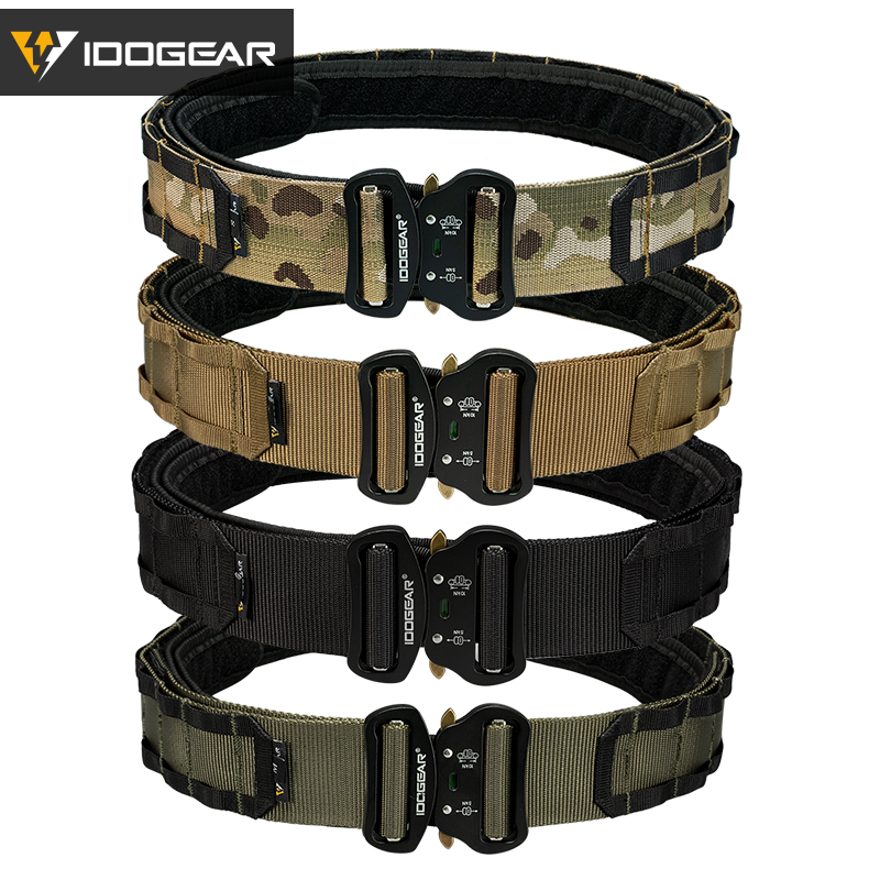 IDOGEAR 1.5" Tactical Belt Quick Release EDC Belt Airsoft D Ring Military Gear 