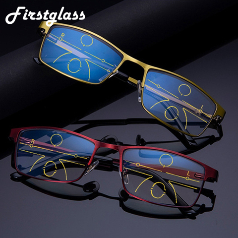 High Quality Progressive Reading Glasses Multifocal Bifocal Men Women Anti Blue Rey Magnifying Presbyopic Glasses Red Gafas +1.5 ► Photo 1/6