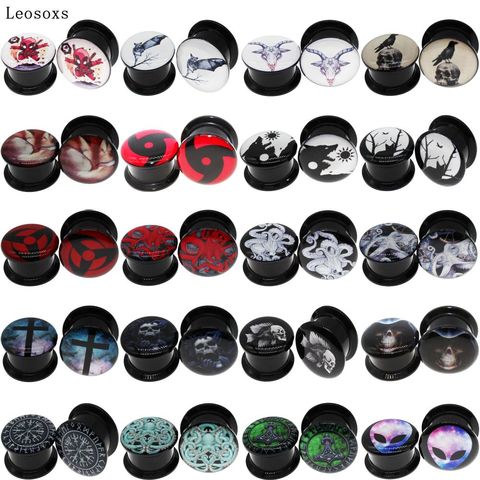 Leosoxs 2pc Acrylic Double Flared Thread Screw Fit Ear Flesh Tunnel Plug Ear Gauge Expander 4-25mm Fashion Jewelry Piercing ► Photo 1/6