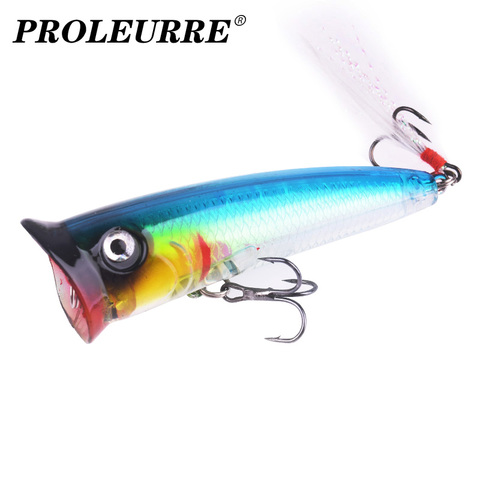 1Pcs Pesca Fishing Popper Hard Lure 7.8cm 10.5g Topwater Wobblers Laser Plastic Artificial Hard Bait With Feather Hook Tackle ► Photo 1/6