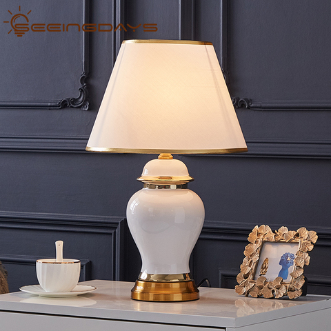 American Style Luxury Modern White Ceramic Table Lamps for Bedroom Bedside Lamp Northern European Style Living Room Table Lamp ► Photo 1/6