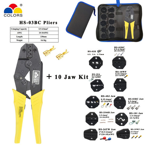 Crimping pliers HS-03BC 8 jaw for plug /tube/insulation/no insulation/crimping cap/coaxial cable terminals kit 230mm clamp tools ► Photo 1/6