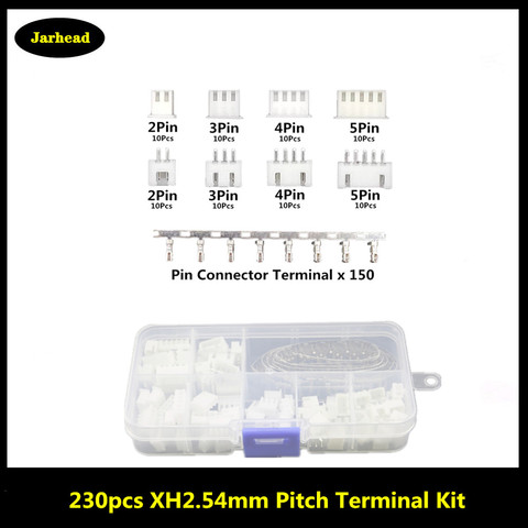 230pcs XH2.54 2p 3p 4p 5 pin 2.54mm Pitch Terminal Kit / Housing / Pin Header JST Connector Wire Connectors Adaptor XH DIY Kits ► Photo 1/4