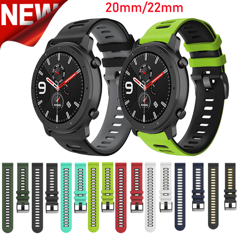 20 22mm GTS GTR Bip Correa Silicone Band for Huami Amazfit GTR 47 42mm Strap Amazfit Pace/Stratos 3 2 Watchband Bracelet ремешок ► Photo 1/6