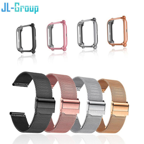20mm Strap For Amazfit Bip S Lite GTS Band With Case Metal Bracelet Xiaomi Bip Film Screen Protector For Watchband Accessories ► Photo 1/6