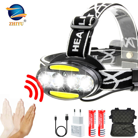 ZHIYU Super bright LED headlamp 4 x T6 + 2 x COB + 2 x Red LED waterproof led headlight 7 lighting modes with batteries charger ► Photo 1/6