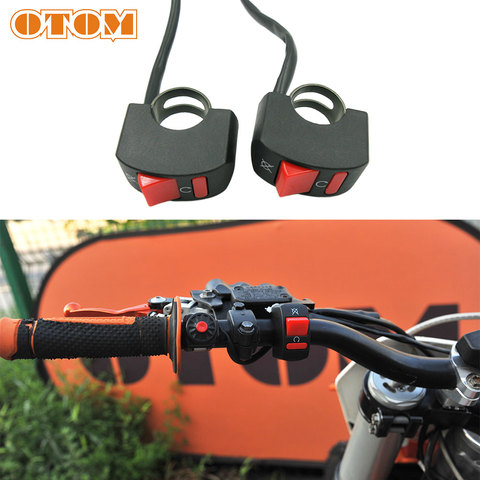 OTOM 3Pcs Red Motorcycle Switch 22mm 7/8