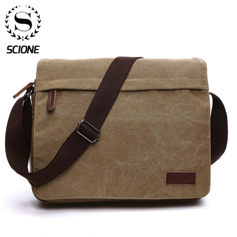 Scione Fashion Solid Canvas Messenger Satchel Bags Buckle Casual Portable Shoulder Bag Korean Trend Simple Pack For Men ► Photo 1/6
