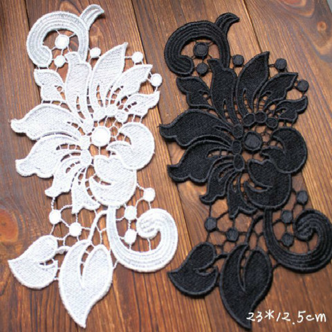 White Black Water Soluble Embroidery Lace Flower Cloth Stickers Clothes Wedding Dress Lace Lace Appliques Sew Patch Scrapbooking ► Photo 1/4