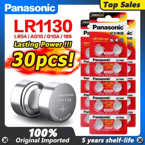 30pcs/lot Panasonic 1.5V AG10 LR1130 Cell Battery Batteries LR 1130  Alkaline AG10 389 LR54 SR54 SR1130W 189 LR1130 Button Coin - Price history  & Review, AliExpress Seller - 3C-Direct Accessory Store