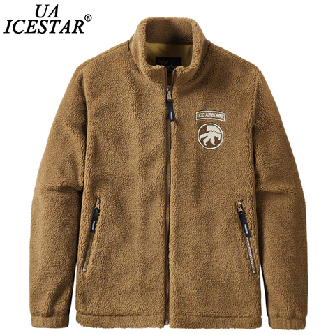 UAICESTAR Winter Fleece Embroidery Jacket Men Coat 2022 Spring New Lamb Wool Coats Men Fashion Casual Warm Slim Men's Jackets ► Photo 1/6