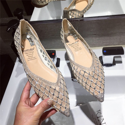 2022 Summer New Pointed Toe Women Flats Bling Air Mesh Shoes Comfortable Flats Soft and Comfortable Casual Flats Slip On Shoes ► Photo 1/6